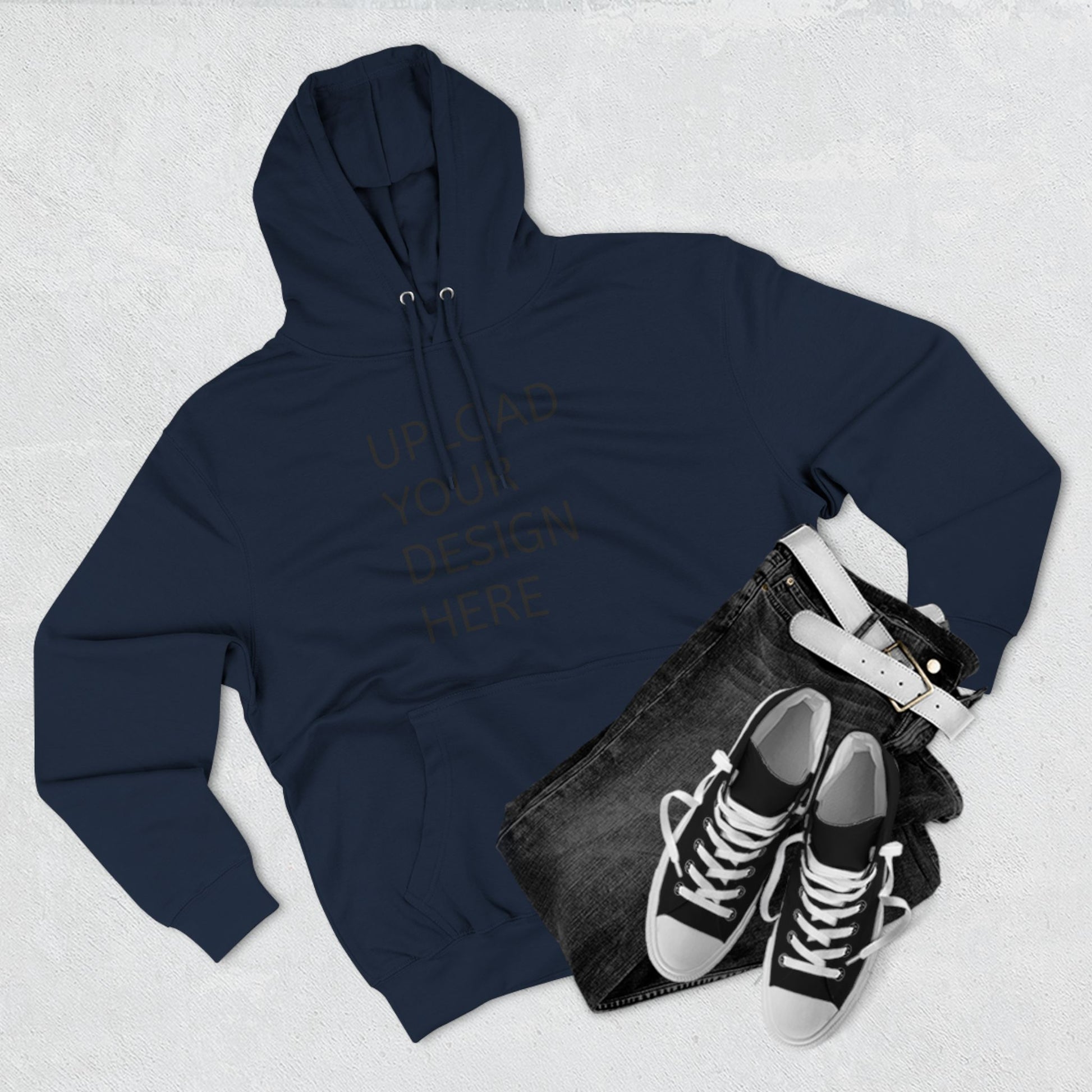 Customizable Three-Panel Fleece Hoodie - Personalize Your Design - Niche hub