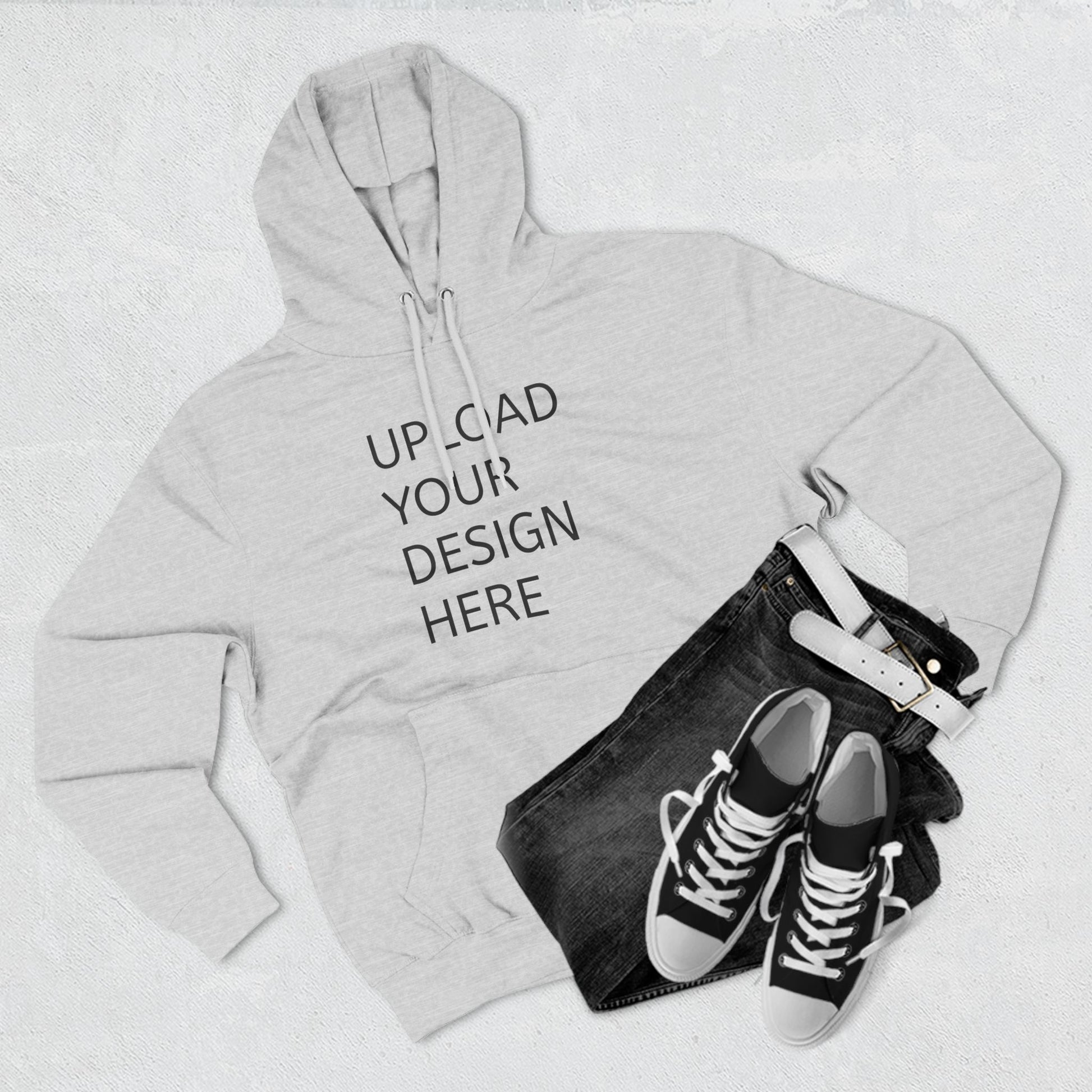 Customizable Three-Panel Fleece Hoodie - Personalize Your Design - Niche hub