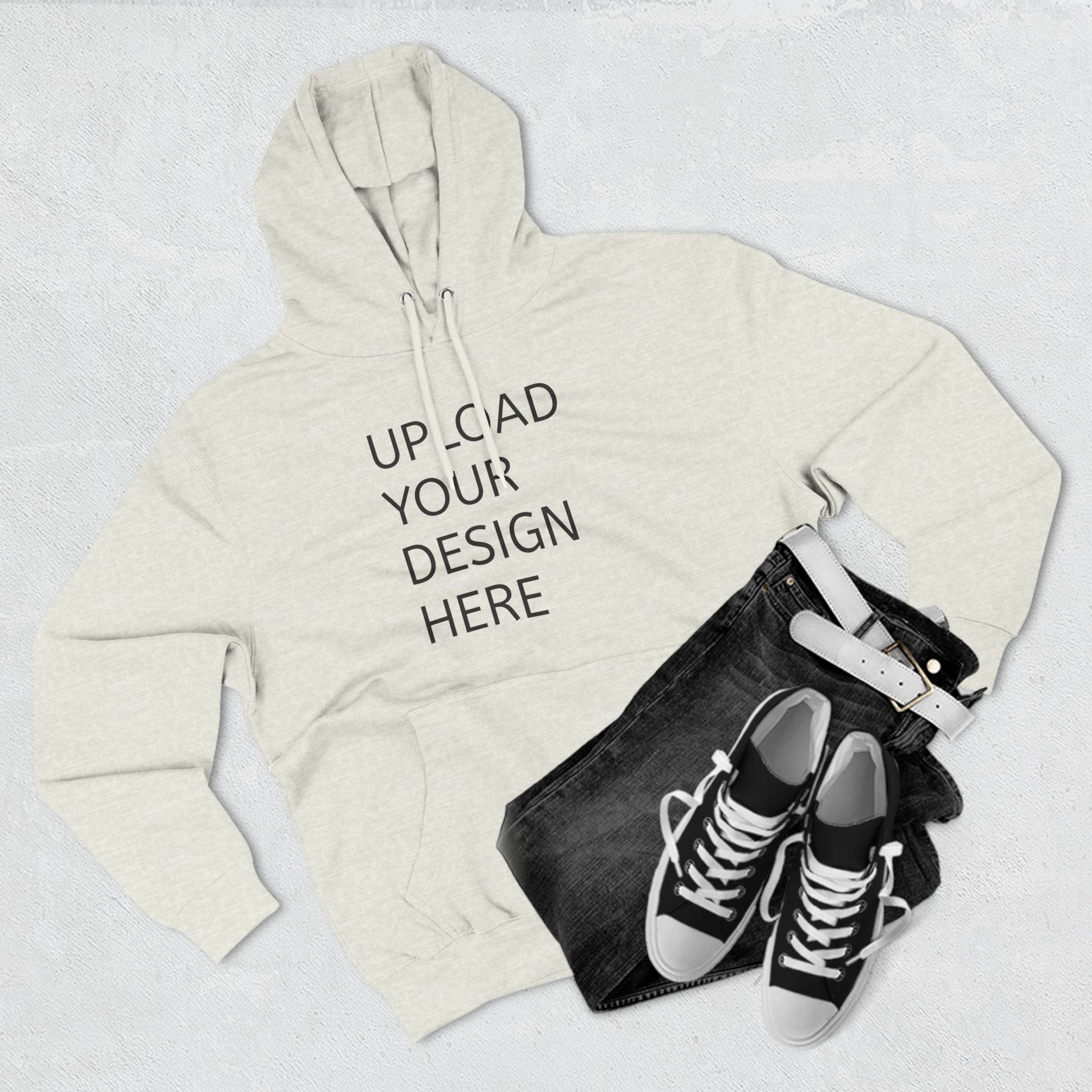 Customizable Three-Panel Fleece Hoodie - Personalize Your Design - Niche hub